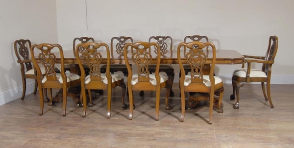 Walnut Regency Dining Table & 10 George II Chairs Set