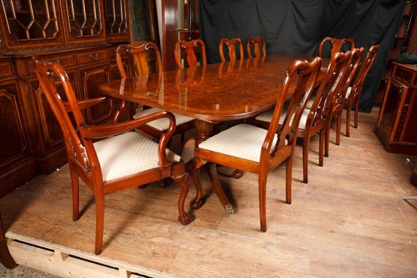 Walnut Dining Set Regency Table & Queen Anne Chairs Suite