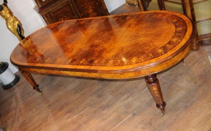 Walnut Victorian Dining Table Inlay Extending Tables