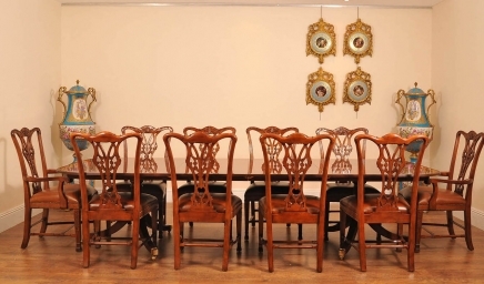 10 English Chippendale Mahogany Dining Chairs Diners