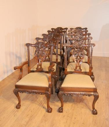 10 Mahogany Chippendale Dining Chairs Chair Carved