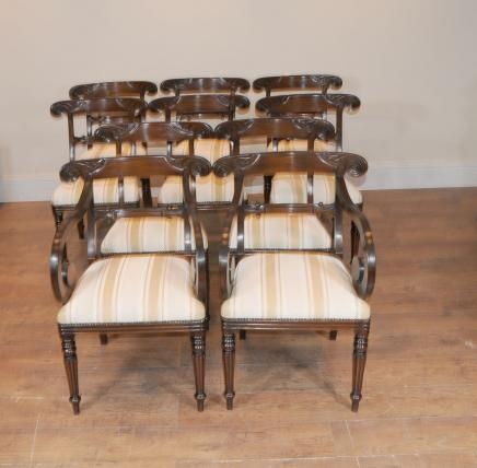 10 William IV English Bar Back Dining Chairs