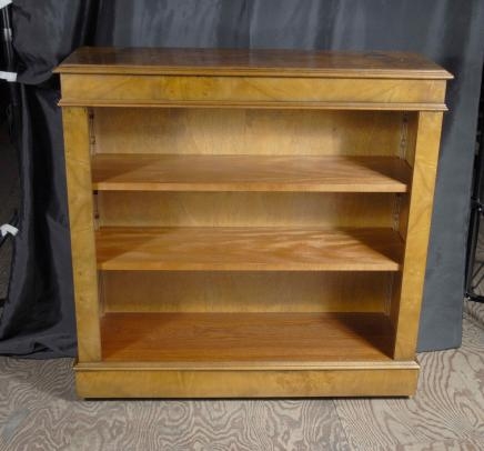 Low English Regency Open Front Bookcase Walnut