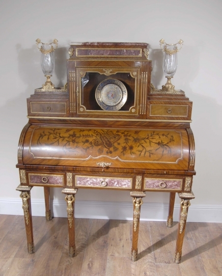 French Empire Roll Top Desk Bureau Writing Cabinet