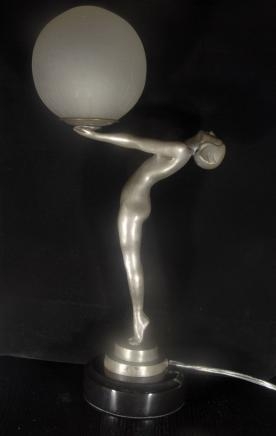 Art Deco Biba Girl Bronze Lamp Figurine
