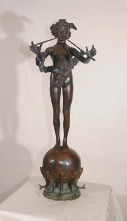 Bronze Pan Boy Statue Signed Frederick MacMonnies Nouveau Pixie