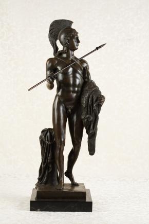 Bronze Nude Male Greek Warrior Statue Figurine Homer