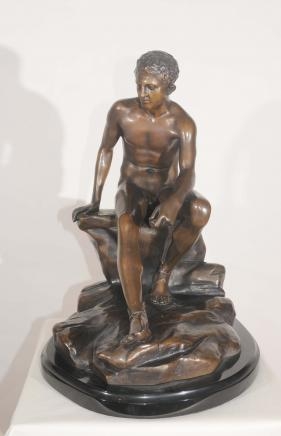 French Bronze Hermes Male Nude Statue by Barbedienne Fondeur