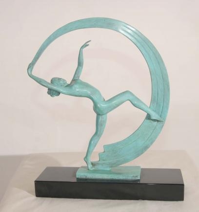 Art Deco Bronze Sash Dancer Figurine 1920s Statue