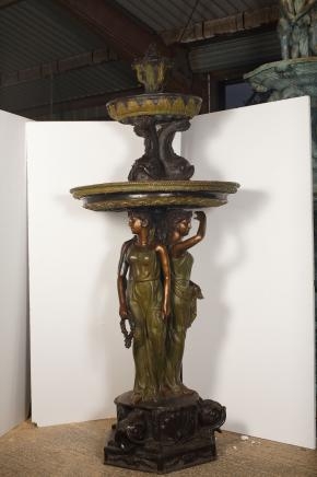 XL Italian Renaissance Bronze Serpent Maiden Fountain
