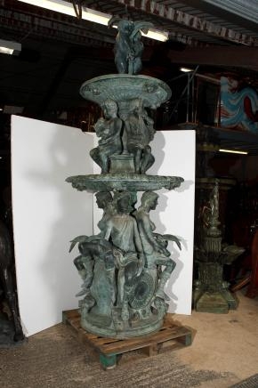 12ft Bronze Italian Fountain Cherub Maiden Garden Water Feature