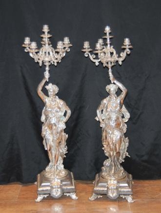 3 ft French Silver Plate Gregoire Candelabras Liberty New York