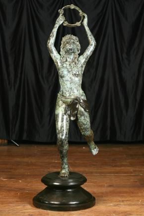 Architectural Bronze Female Nude Bacchus Statue Tambourine Girl