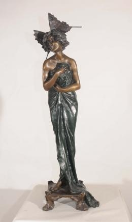 French Bronze Art Nouveau Figurine Butterfly Girl Signed Alliot