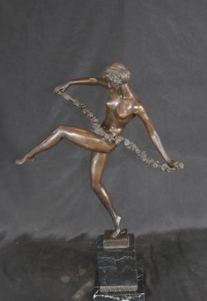 French Art Deco Bronze Figurine Dancer Statue