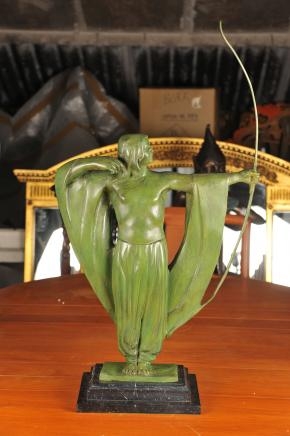 Bronze Art Deco Diana Archer Figurine Bow Arrow