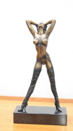 Erotic Bronze Miss Dominatrix Nude Figurine