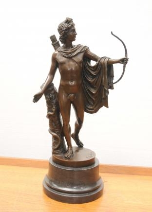 Italian Bronze Apollo Archer Statue Bow Arrow