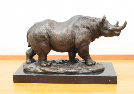 Bronze Casting African Rhino Rhinoceros Tribal Art