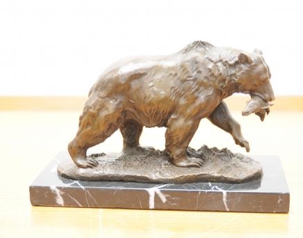 Bronze Brown Grizzly American Bear Statue