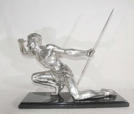 Silver Bronze Deco Male Hunter Figurine