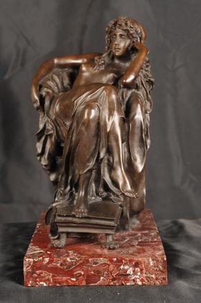Italian Bronze Seated Roman Maiden Figurine