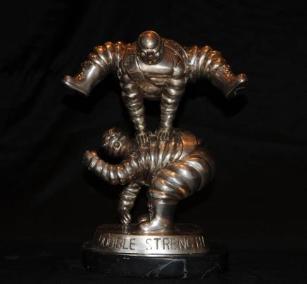 Bronze Michelin Man Pair Bibendum Figurines