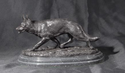 French Bronze Fox Statue Signed E Drouot Cunning Dog