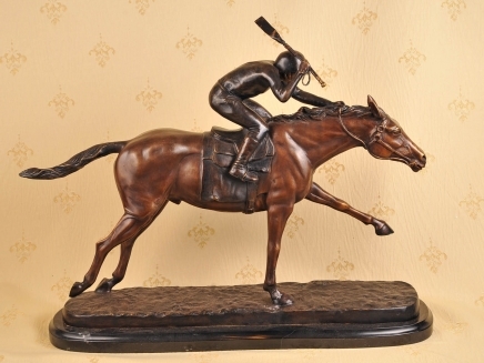 French Bronze Casting Horse & Jockey Steeplechase Horses