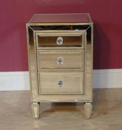Deco Mirrored Bedside Table Chest Night Stand