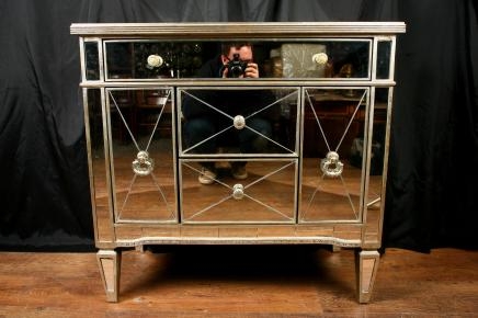Mirror Chest Cabinet Commode Mirrored Furniture Deco