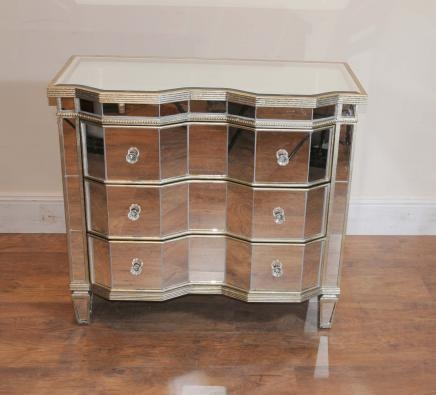 Mirrored Chest Drawers Crinkle Art Deco Cabinet