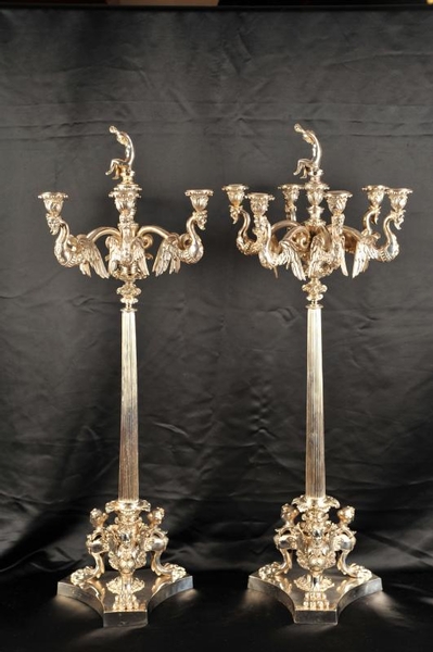 Pair Silver Plate George II Candelabras