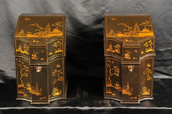 Pair Chinese Lacquer Jewellery Boxes