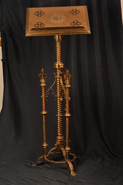 English Victorian Brass Lecturn Stand Easel