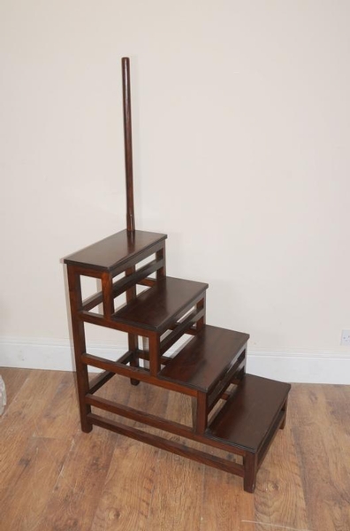 Victorian Mahogany Library Steps Ladder Bookcase