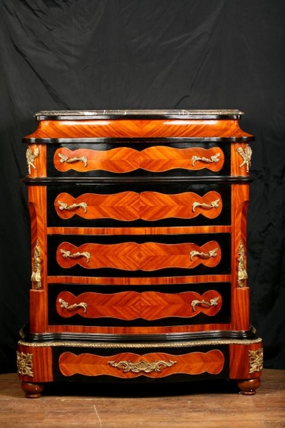 French Empire Commode Chest Drawers Inlay