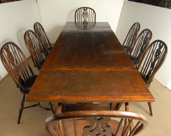English Oak Windsor Chair & Rustic Refectory Table Set