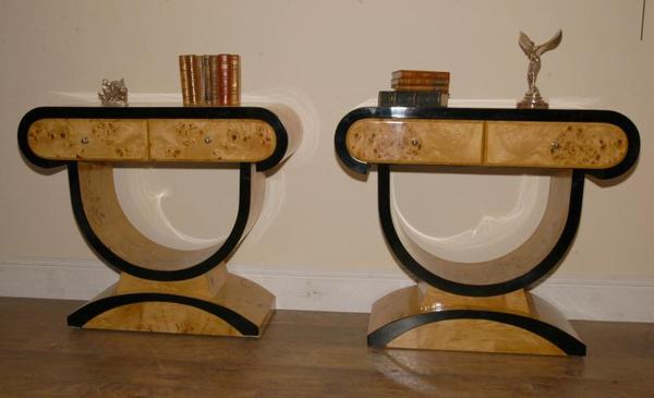 Pair Modernist Art Deco Console Tables