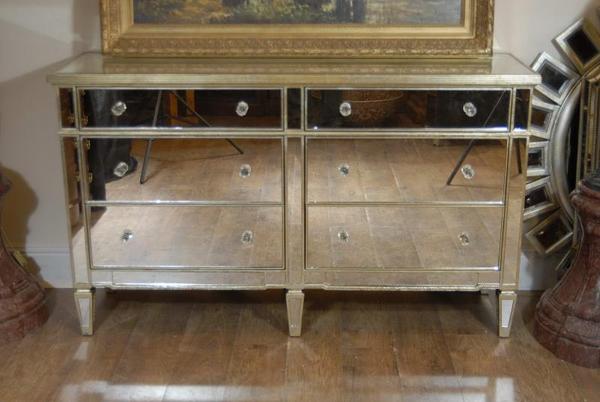 Art Deco Double Mirrored Chest Drawers Commode