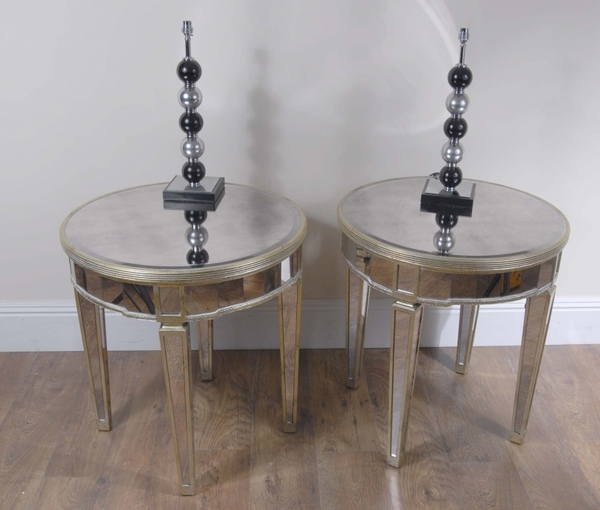 Pair Art Deco Mirrored Side Tables