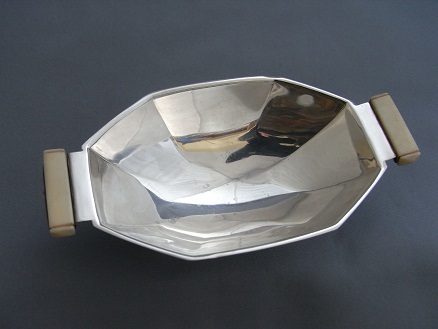 ART DECO SILVER AND IVORY DISH