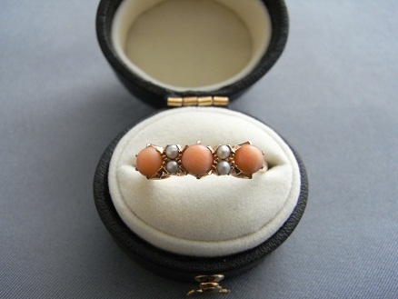 CORAL AND PEARL RING