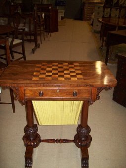 William 1V. Rosewood Games And Work Table.