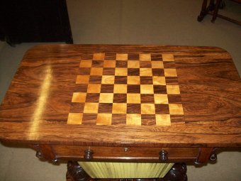 Antique William 1V. Rosewood Games And Work Table.