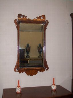 Antique 18th.Century Mahogany Fretted Mirror.