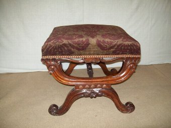 William 1V. Rosewood X Frame Stool.