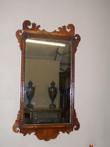 Antique 18th.Century Mahogany Fretted Mirror.