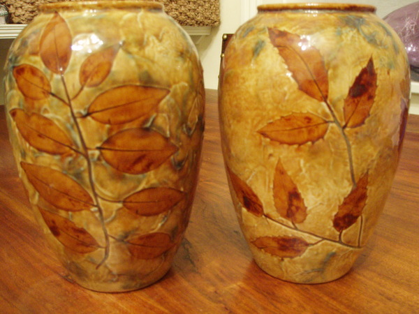 LATE 19TH CENTURY PAIR OF DOULTON VASES