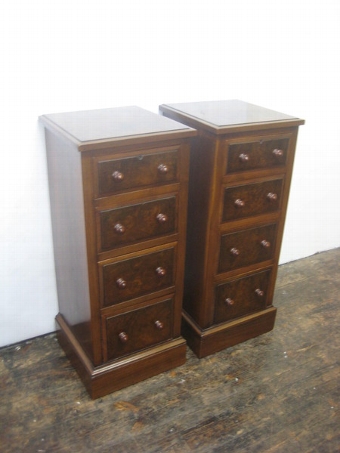 Pair Victorian Burr Walnut Bedside Cabinets